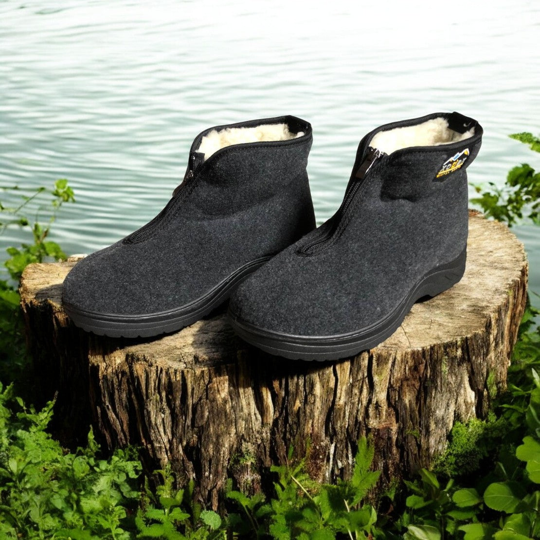 Черевики чоловічі утеплені на застібці 41 розмір, повстяні бурки, домашні чоловічі валянки. Колір: сірий