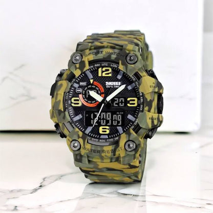 Часы наручные мужские SKMEI 1520CMGN CAMO GREEN, часы военные мужские, для военнослужащих. Цвет: камуфляж