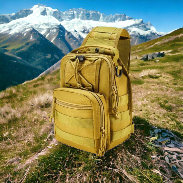 Качественная тактическая сумка, укрепленная мужская сумка рюкзак тактическая слинг. Цвет: койот