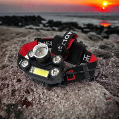 Фонарик налобный Bailong BL-T64-T6+4XPE, светодиодный фонарь на лоб, мощный налобный фонарь для рыбалки