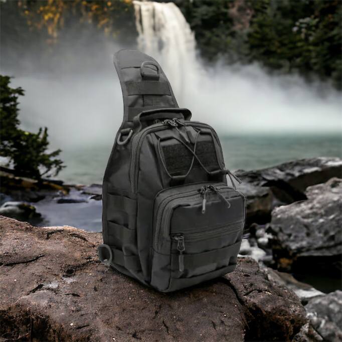 Качественная тактическая сумка, укрепленная мужская сумка рюкзак тактическая слинг. Цвет: черный