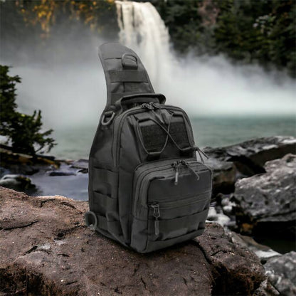 Качественная тактическая сумка, укрепленная мужская сумка рюкзак тактическая слинг. Цвет: черный