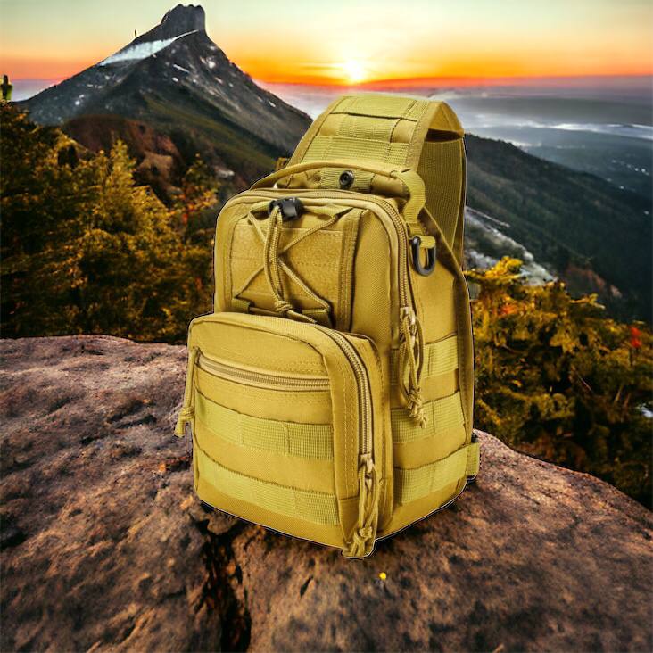 Качественная тактическая сумка, укрепленная мужская сумка рюкзак тактическая слинг. Цвет: койот