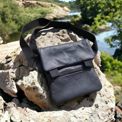 Тактична шкіряна сумка з кобурою, чоловічий месенджер, барсетка - чорний слінг, чоловіча сумка через плече