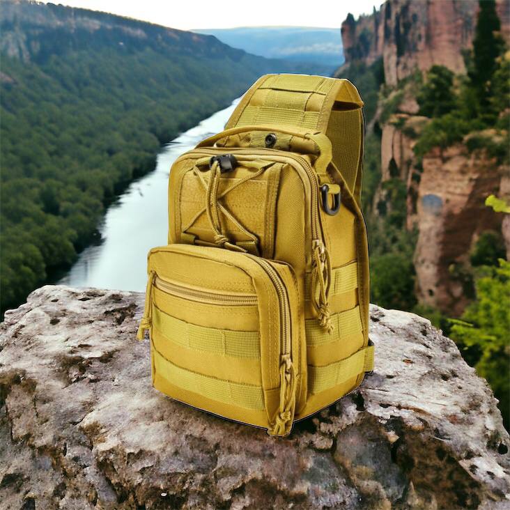 Качественная тактическая сумка, укрепленная мужская сумка рюкзак тактическая слинг. Цвет: койот