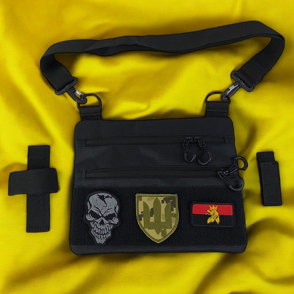 Сумка тактична чорна для прихованого носіння з кобурою, чоловічий месенджер із кордури