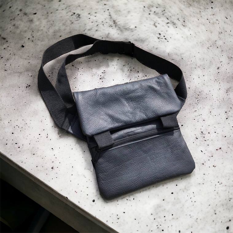 Тактична шкіряна сумка з кобурою, чоловічий месенджер, барсетка - чорний слінг, чоловіча сумка через плече