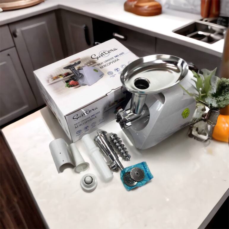 Мясорубка Suntera SMG-5425W, мясорубка-соковыжималка, электрическая мясорубка с насадками для дома