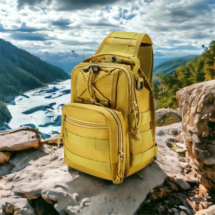 Качественная тактическая сумка, укрепленная мужская сумка рюкзак тактическая слинг. Цвет: койот