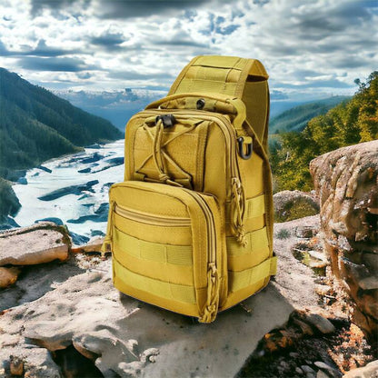 Качественная тактическая сумка, укрепленная мужская сумка рюкзак тактическая слинг. Цвет: койот