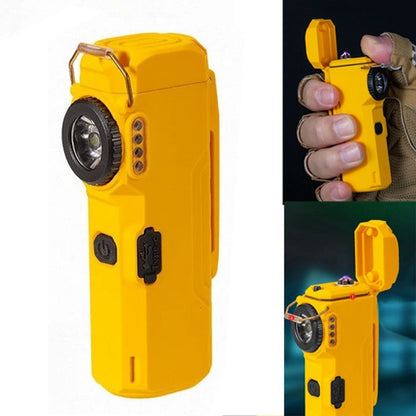 Фонарик-зажигалка армейская MULTIFUNCTIONAL D51-COB электроимпульсная аккумуляторная. Цвет: желтый