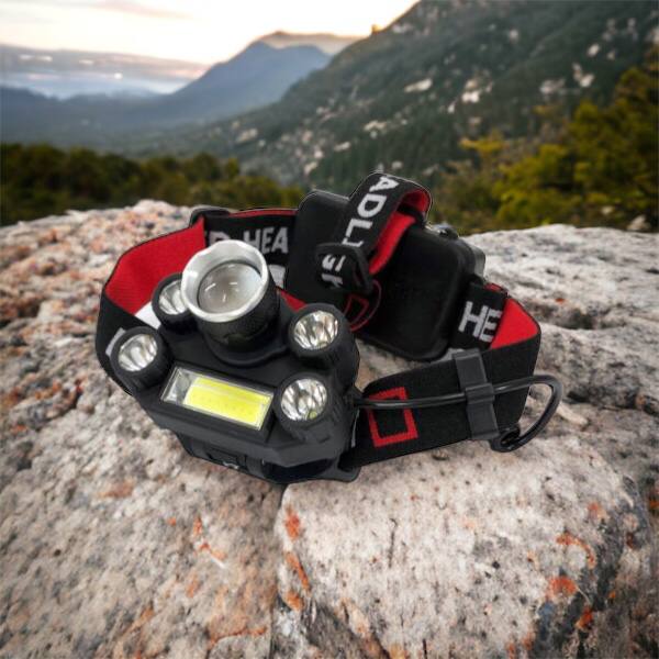 Фонарик налобный Bailong BL-T64-T6+4XPE, светодиодный фонарь на лоб, мощный налобный фонарь для рыбалки