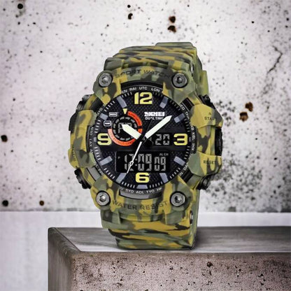 Часы наручные мужские SKMEI 1520CMGN CAMO GREEN, часы военные мужские, для военнослужащих. Цвет: камуфляж