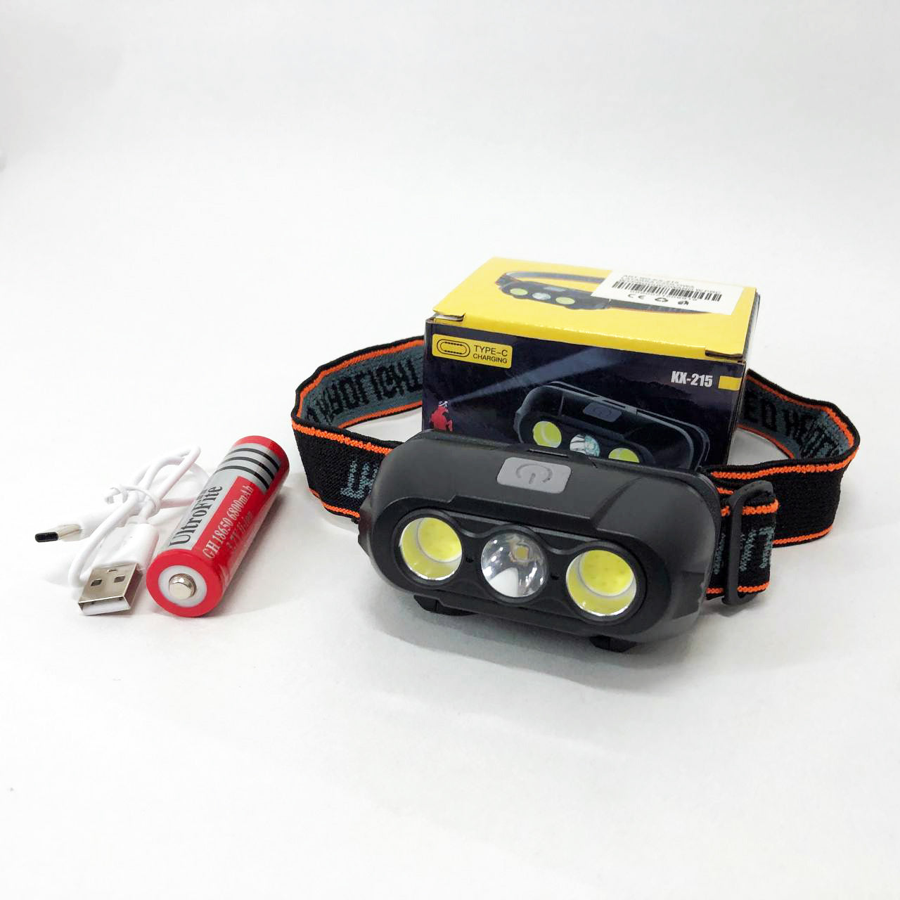 Фонарь налобный аккумуляторный KX-215-LED-2COB, Налобный светодиодный фонарь для ночных прогулок