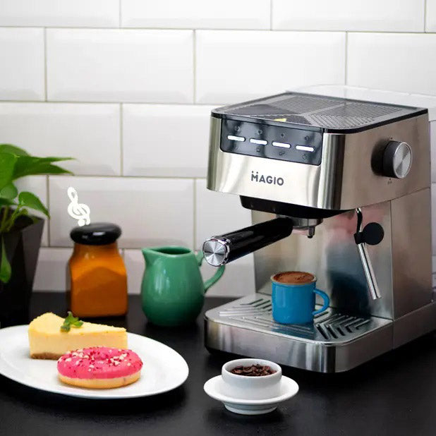 Кофеварка рожковая MAGIO MG-453 960 Вт, кофеварка с возможностью приготовления эспрессо, кофемашина латте