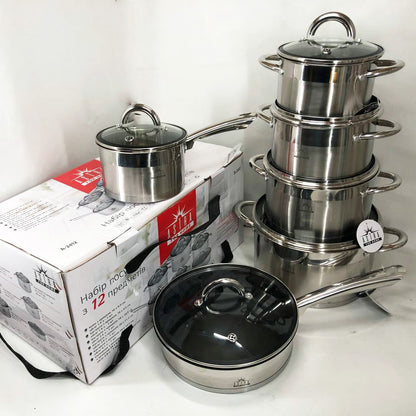 Набор посуды 12 предметов ASTRA A-2412, набор казанов, набор кастрюль из нержавеющей стали