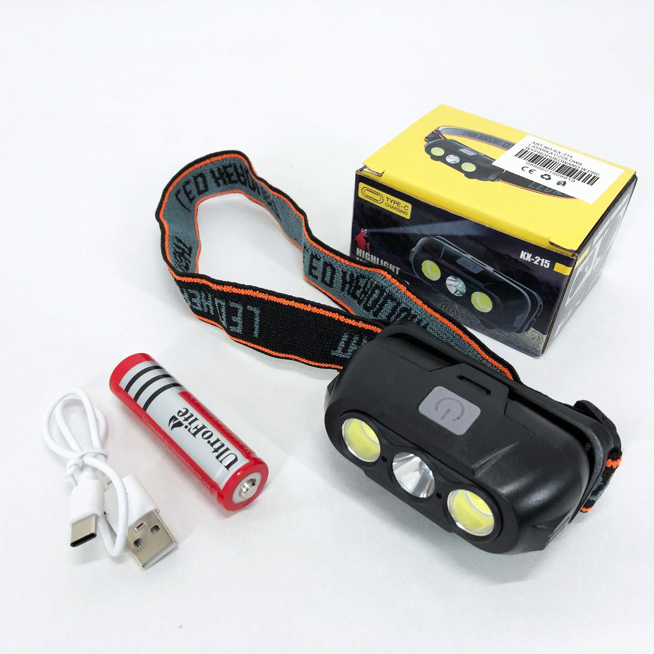 Фонарь налобный аккумуляторный KX-215-LED-2COB, Налобный светодиодный фонарь для ночных прогулок