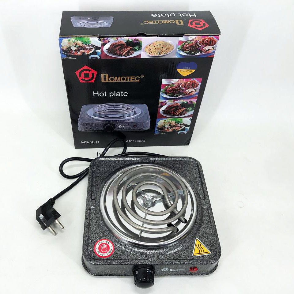 Электроплита спиральная плита настольная Domotec MS-5801 1000 Вт, Переносная компактная электроплита