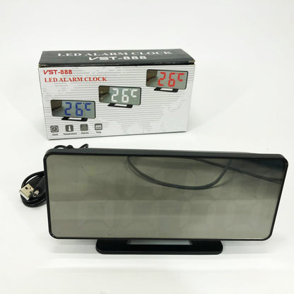 Часы настольные зеркальные VST-888Y-5 USB с синим циферблатом, Настольные часы с подсветкой