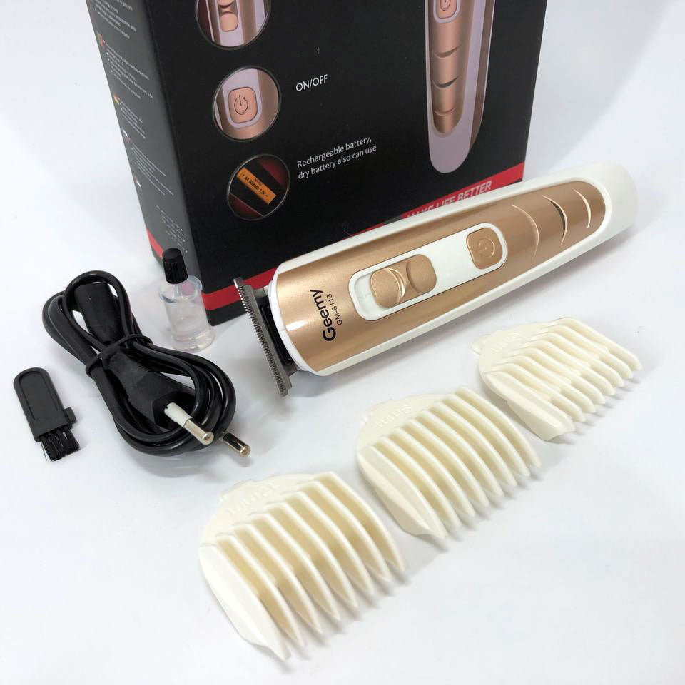 Машинка для стрижки волос Gemei GM-6113 аккумуляторная, машинка мужская для бритья. Цвет: золотой