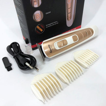 Машинка для стрижки волос Gemei GM-6113 аккумуляторная, машинка мужская для бритья. Цвет: золотой