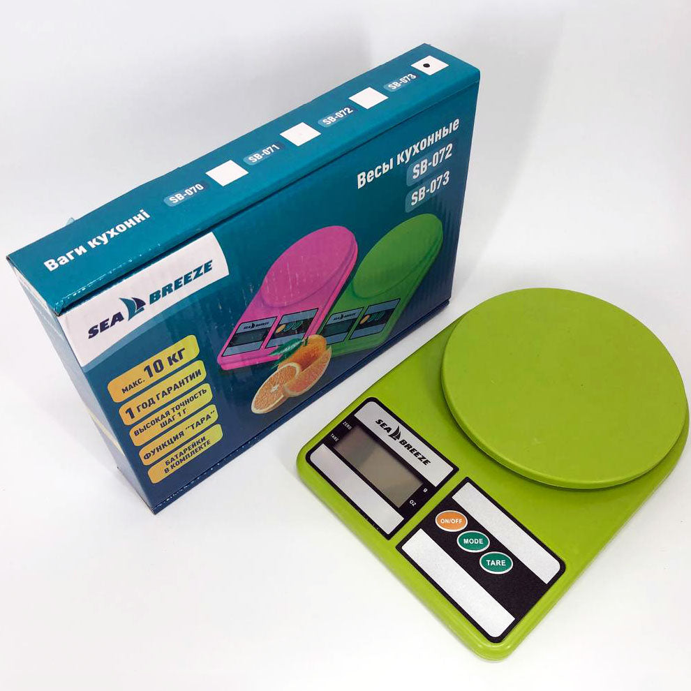 Весы кухонные SeaBreeze SB-073, Электрические кухонные весы, Точные кухонные весы. Цвет: зеленый