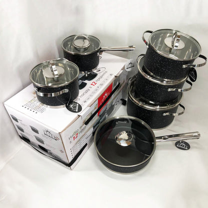 Набор посуды 12 предметов ASTRA A-2512, набор посуды для электрических плит, сборный набор кастрюль