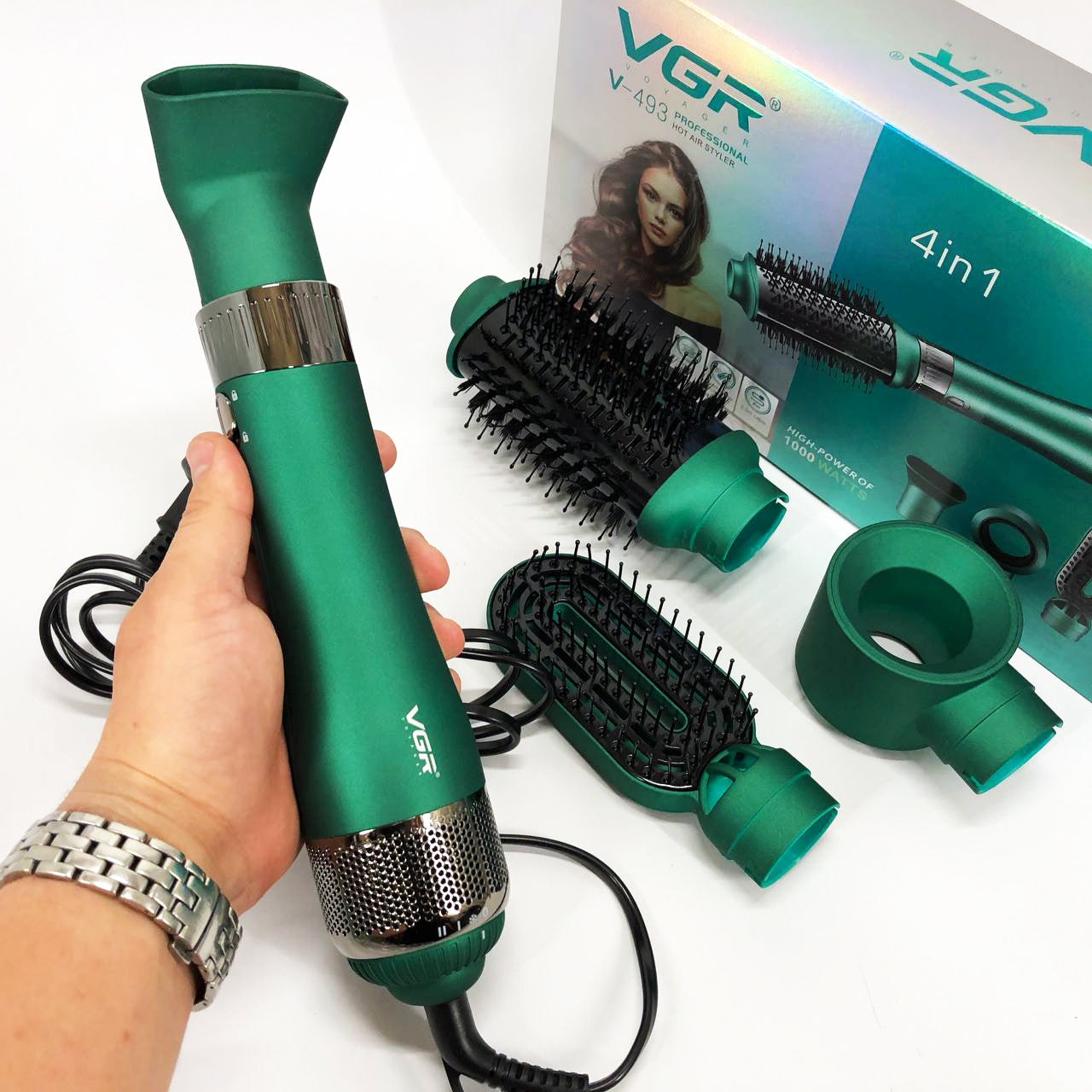 Фен-щетка VGR V-493 Мультистайлер 4в1 с насадками 1000 Вт профессиональный воздушный Браш Стайлер