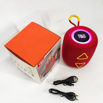 Портативная колонка TG655 5W с RGB подсветкой и ремешком, беспроводная колонка мощная. Цвет: красный