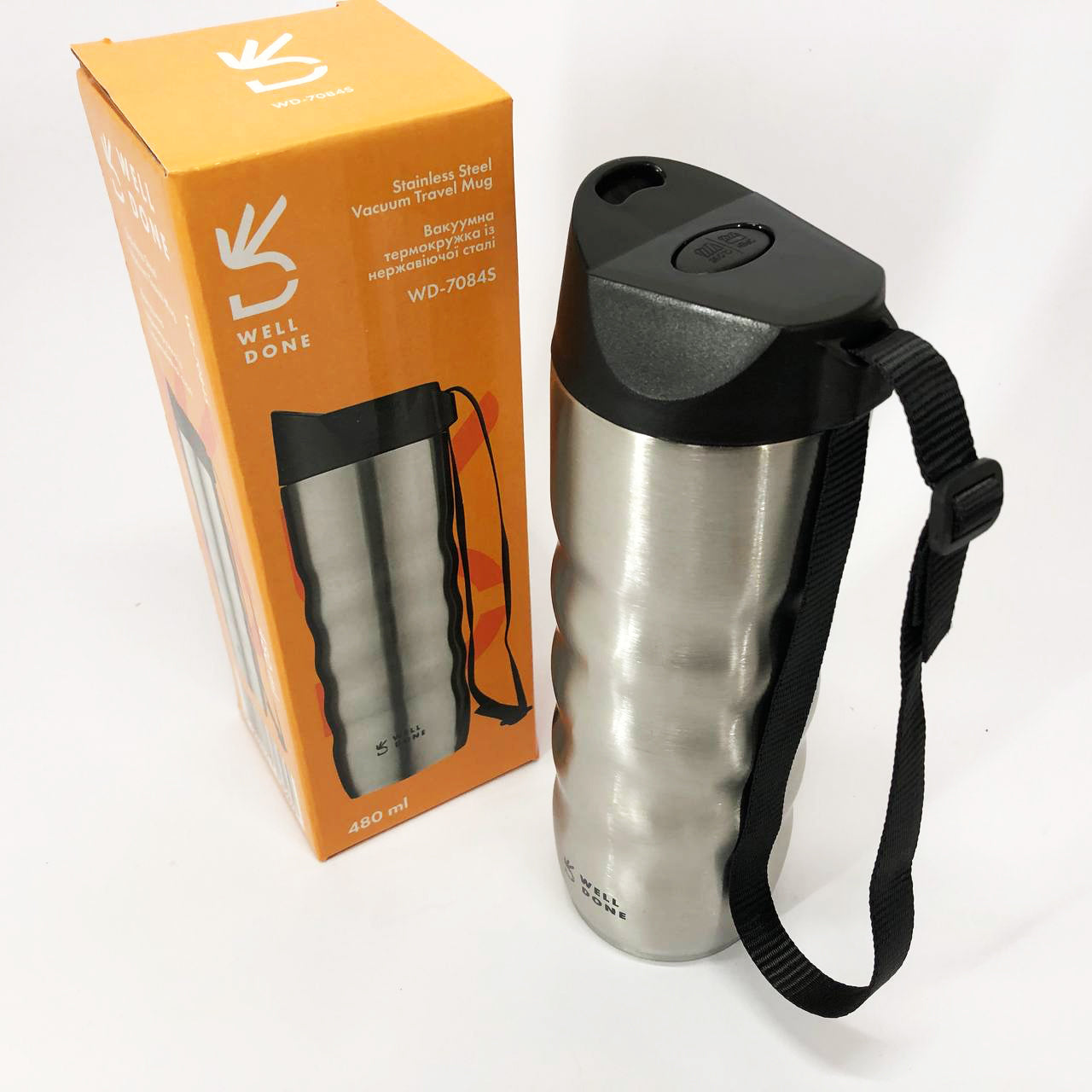 Термокружка Well Done WD-7084S вакуумная 480 мл, Качественный термос для дома, Термос для напитков