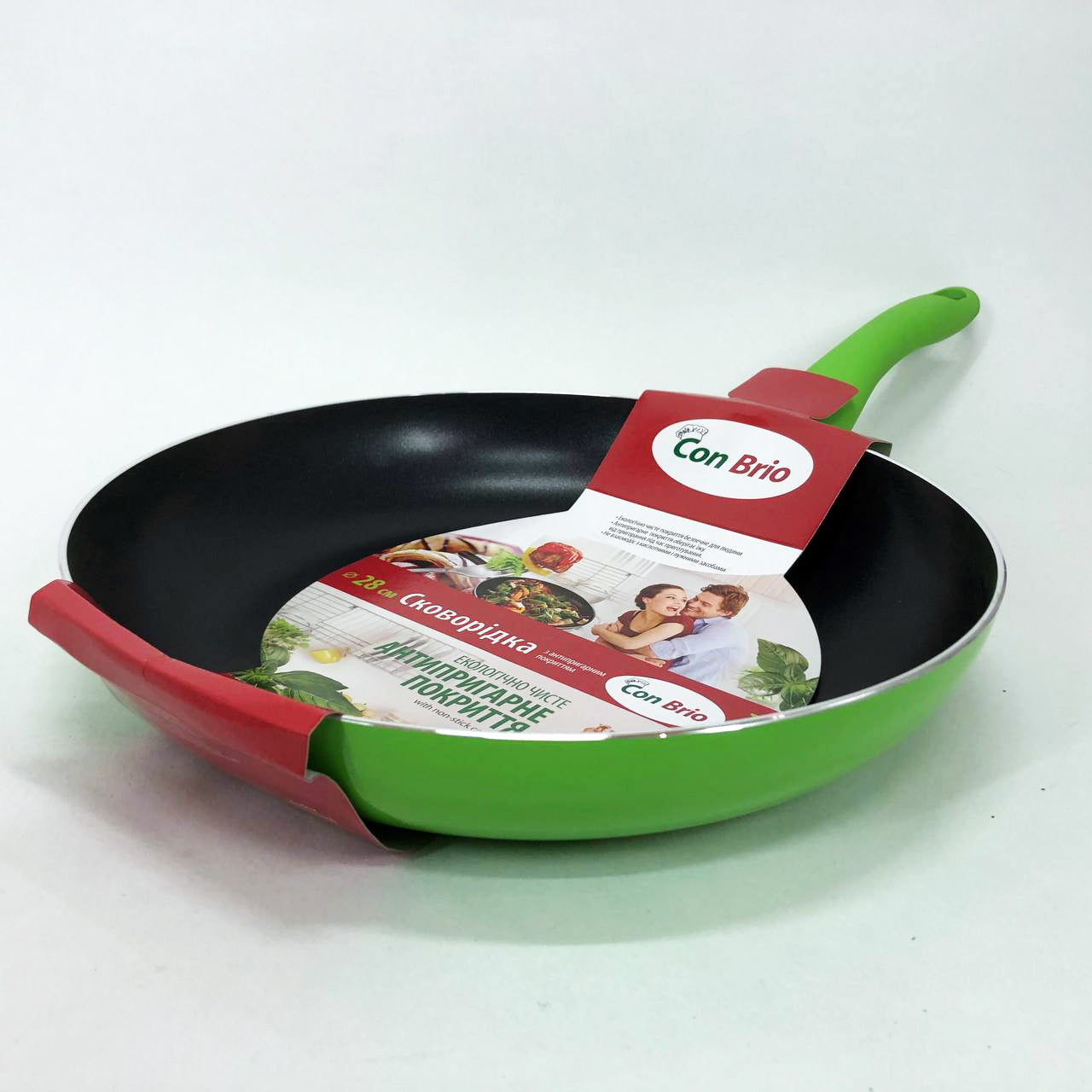 Сковорода 28 см Con Brio СВ-2814, сковорода для жарки, качественная сковорода. Цвет: зеленый