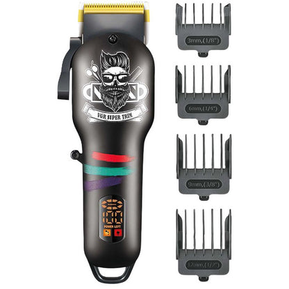 Машинка для стрижки волос и бороды профессиональная VGR V-699 с насадками и LED дисплеем. Цвет: черный