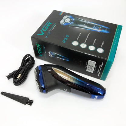 Электробритва VGR V-387 для мужчин, роторная для влажного и сухого бритья, Беспроводная электробритва