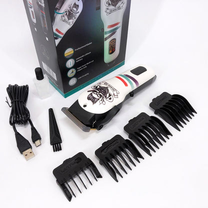 Машинка для стрижки волос и бороды профессиональная VGR V-699 B с насадками и LED дисплеем. Цвет: белый