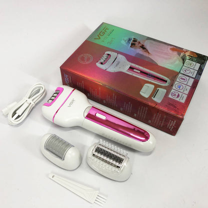 Женский беспроводной эпилятор 3в1 VGR V-732 для ног и зоны бикини с подсветкой и дисплеем. Цвет: розовый