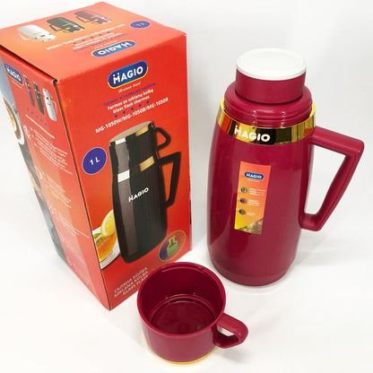 Термос Magio MG-1050R со стеклянной колбой, Термос для питьевой воды, Термос из нержавейки. Цвет: красный