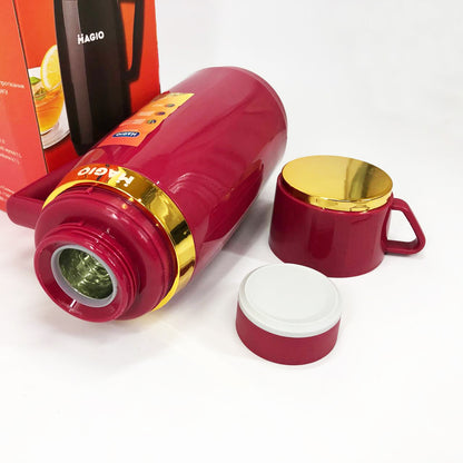 Термос Magio MG-1050R со стеклянной колбой, Термос для питьевой воды, Термос из нержавейки. Цвет: красный