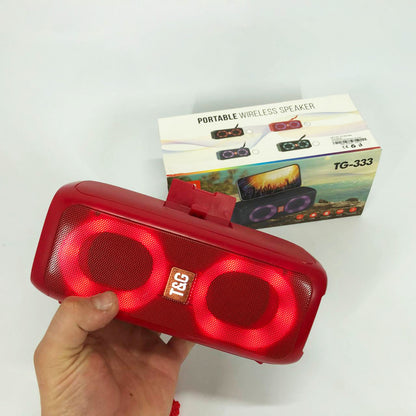 Портативная колонка TG333 2x5W с RGB подсветкой, беспроводная колонка портативная мощная. Цвет: красный