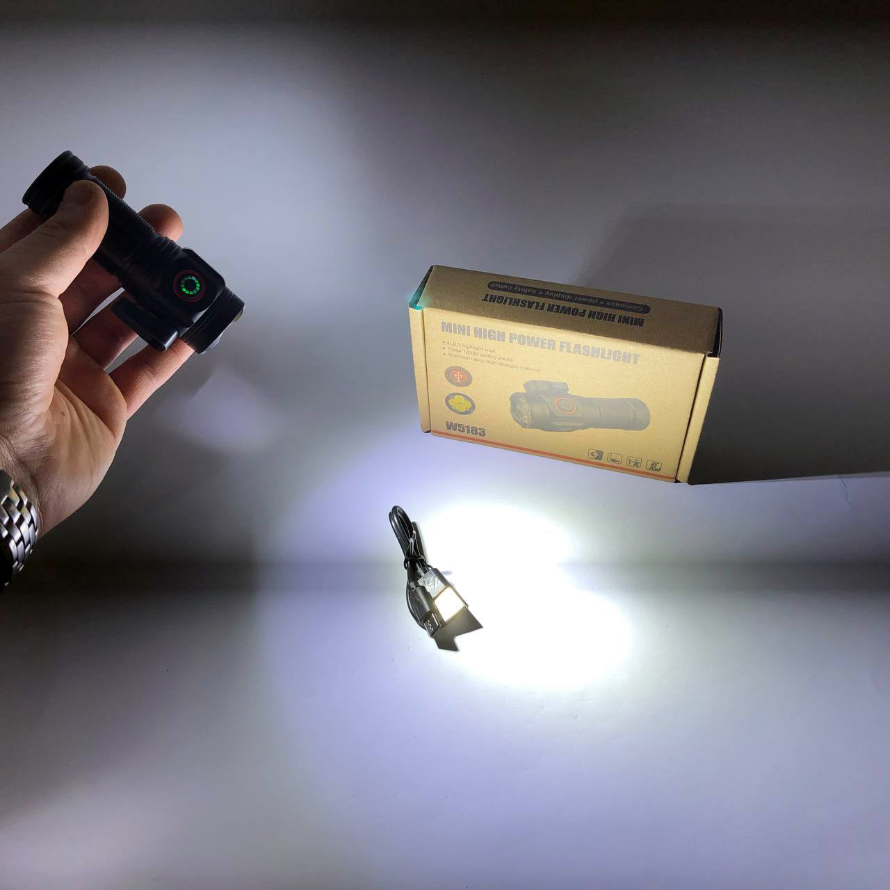 Ручний ліхтарик W5183-4XHP360, Ліхтар ручний потужний, Тактичний ліхтар, Кишеньковий міні ліхтар