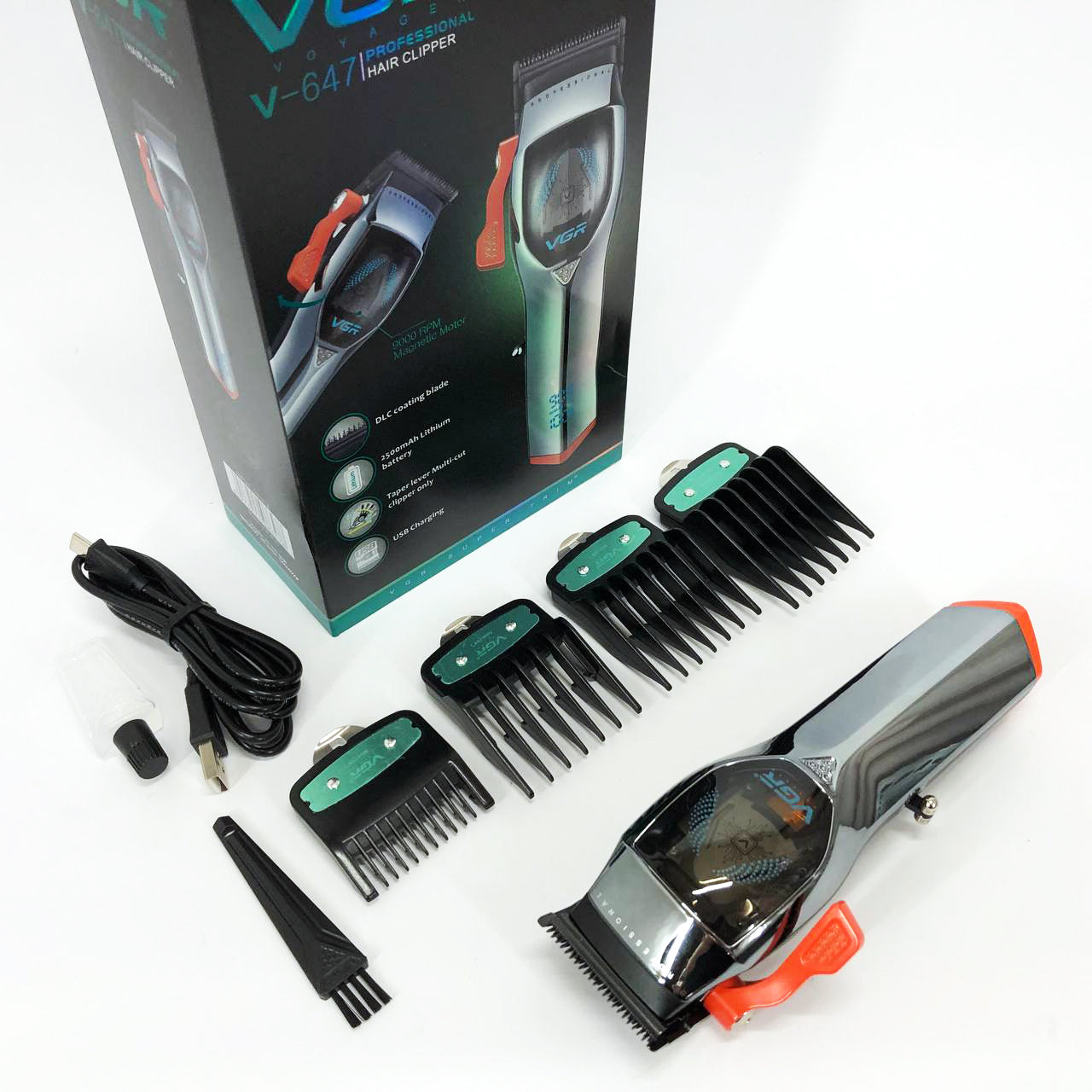 Машинка для стрижки волос VGR V-647 со сменными насадками, Машинка для стрижки для дома