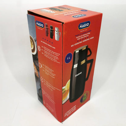 Термос Magio MG-1050R со стеклянной колбой, Термос для питьевой воды, Термос из нержавейки. Цвет: красный