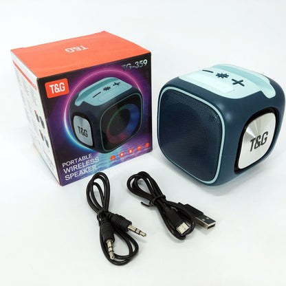 Портативная Bluetooth колонка TG359 7W с RGB подсветкой, аккумуляторная колонка для музыки. Цвет: синий