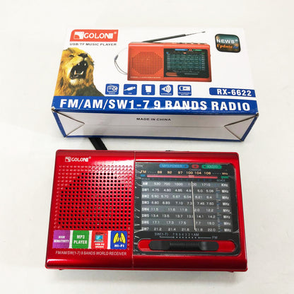 Портативная колонка радио MP3 USB Golon RX-6622. Цвет: красный