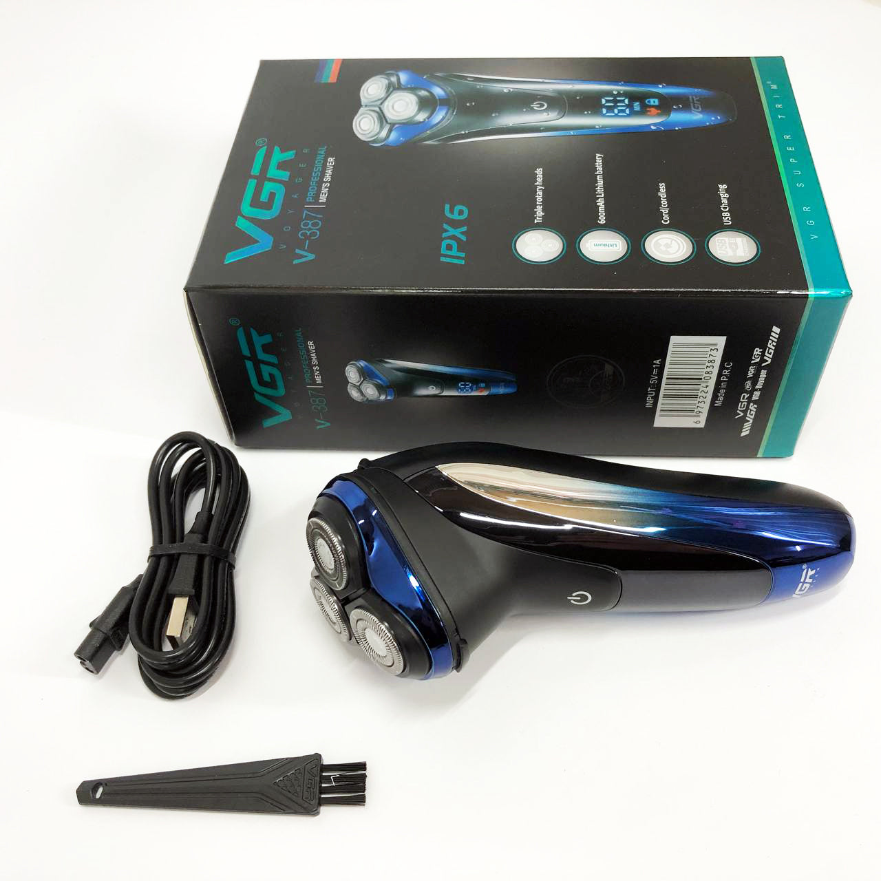 Электробритва VGR V-387 для мужчин, роторная для влажного и сухого бритья, Беспроводная электробритва