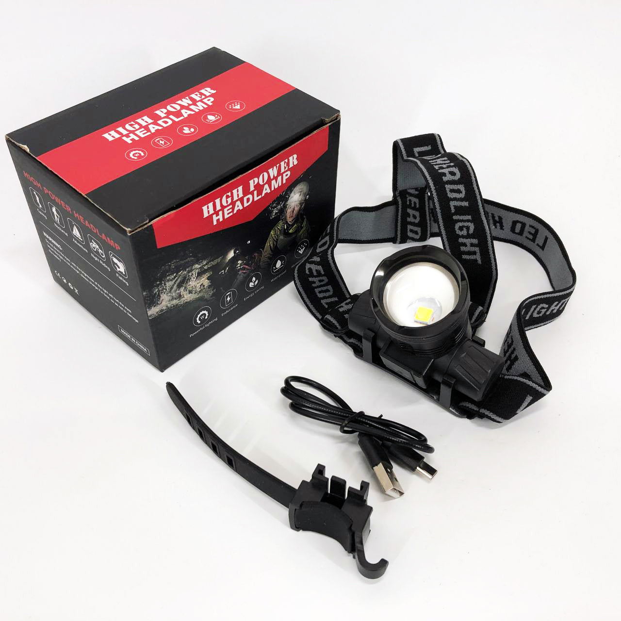 Фонарь налобный PLD-5835-P50 с велокреплением, фонарь аккумуляторный для рыбалки, водонепроницаемый