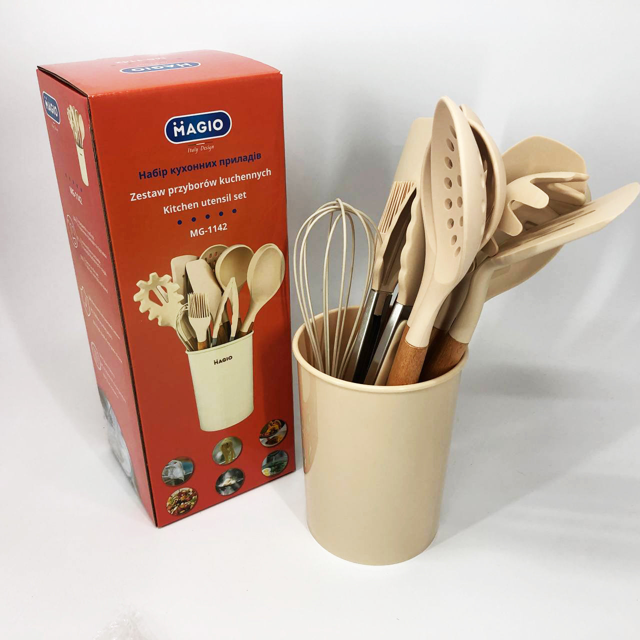 Набор силиконовых кухонных принадлежностей Magio MG-1142 набор ложек лопаток 11 предметов