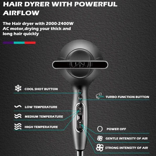 Професійний фен VGR V-450 для сушіння укладання волосся 2400 Вт режим Turbo, Повітряний стайлер для волосся