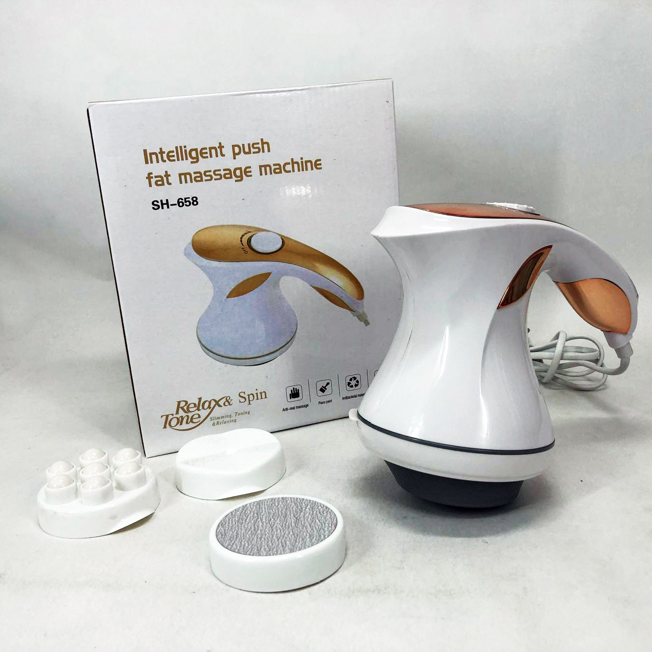 Массажер для тела Relax and Spin Tone SH-658, антицеллюлитный вибро массажер. Цвет: желтый