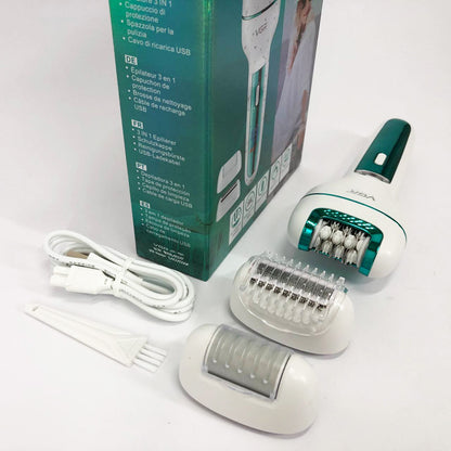 Женский беспроводной эпилятор 3в1 VGR V-732 для ног и зоны бикини с подсветкой и дисплеем. Цвет: зеленый