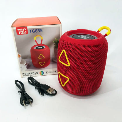 Портативная колонка TG655 5W с RGB подсветкой и ремешком, беспроводная колонка мощная. Цвет: красный